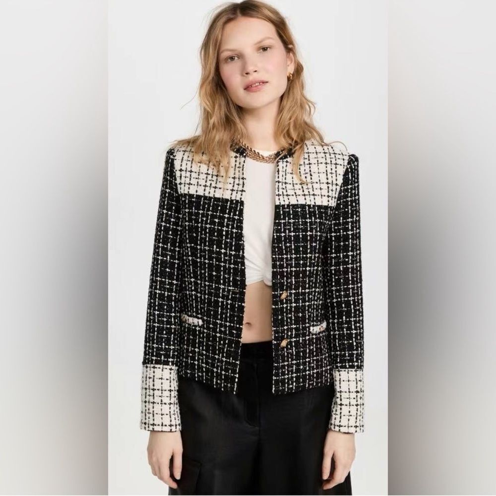 Alice + Olivia Jaydn Panelled Tweed Jacket
